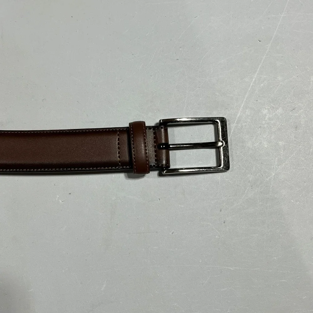 Perry Ellis Old Money Staple Mens Brown Leather Dress Belt Size 40 Modern Office